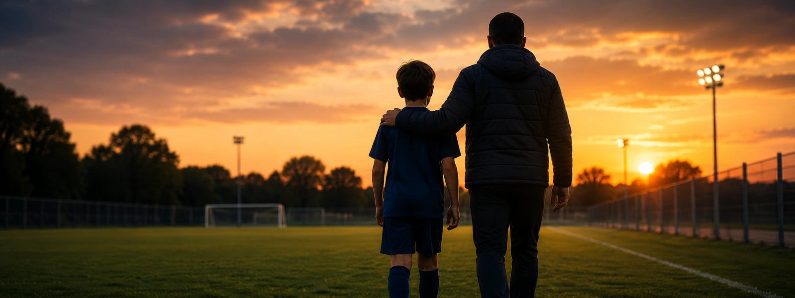 Parent and child at sunset