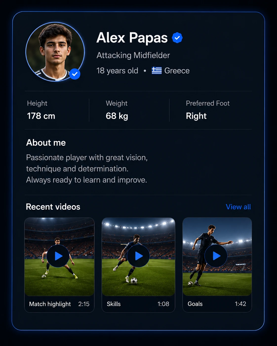 Player profile preview